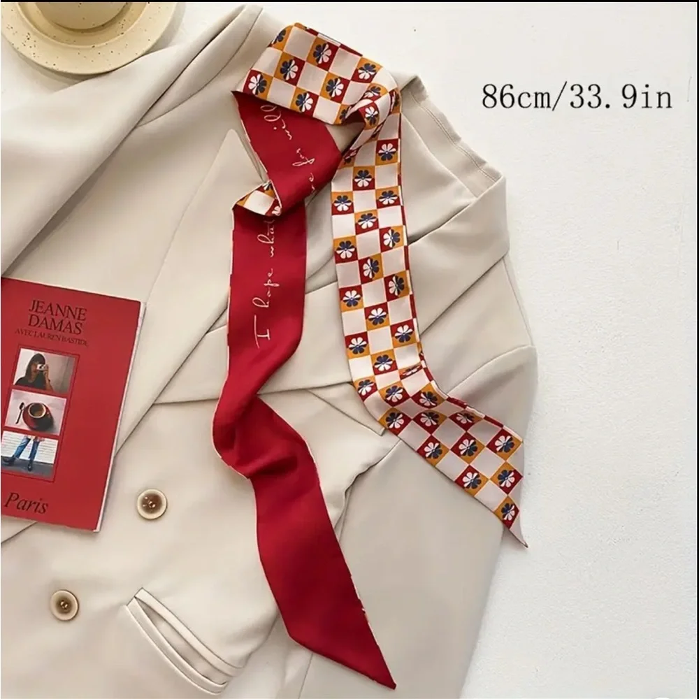 Elegant Silk Scarf Set in Red and Gold - Picture 4 of 8